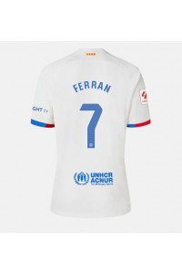 Barcelona Ferran Torres #7 Jalkapallovaatteet Naisten Vieraspaita 2023-24 Lyhythihainen